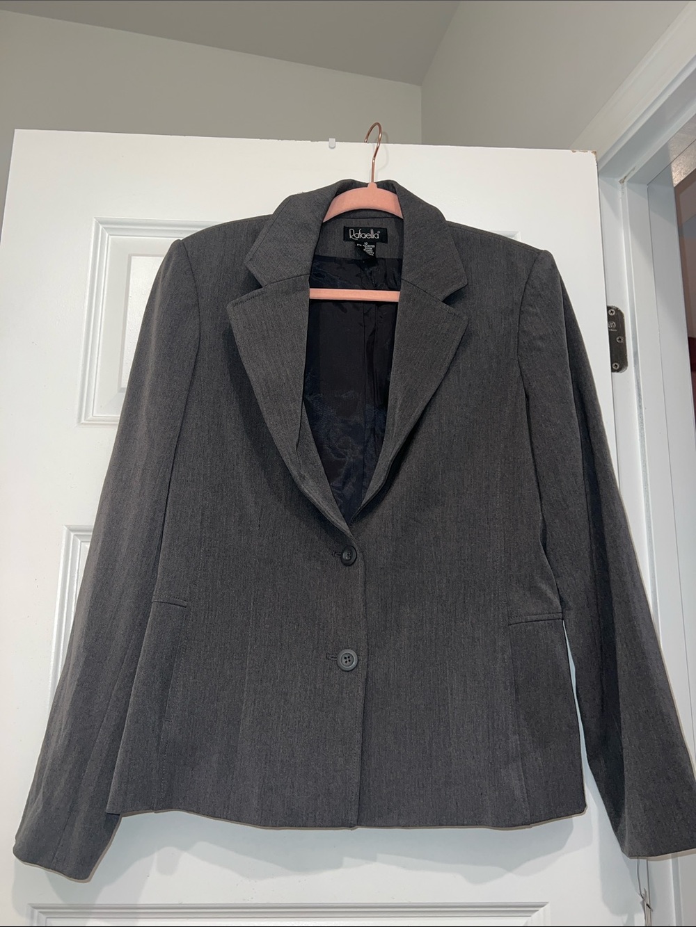 Rafaella Dark Gray Tailored Single-Button Blazer